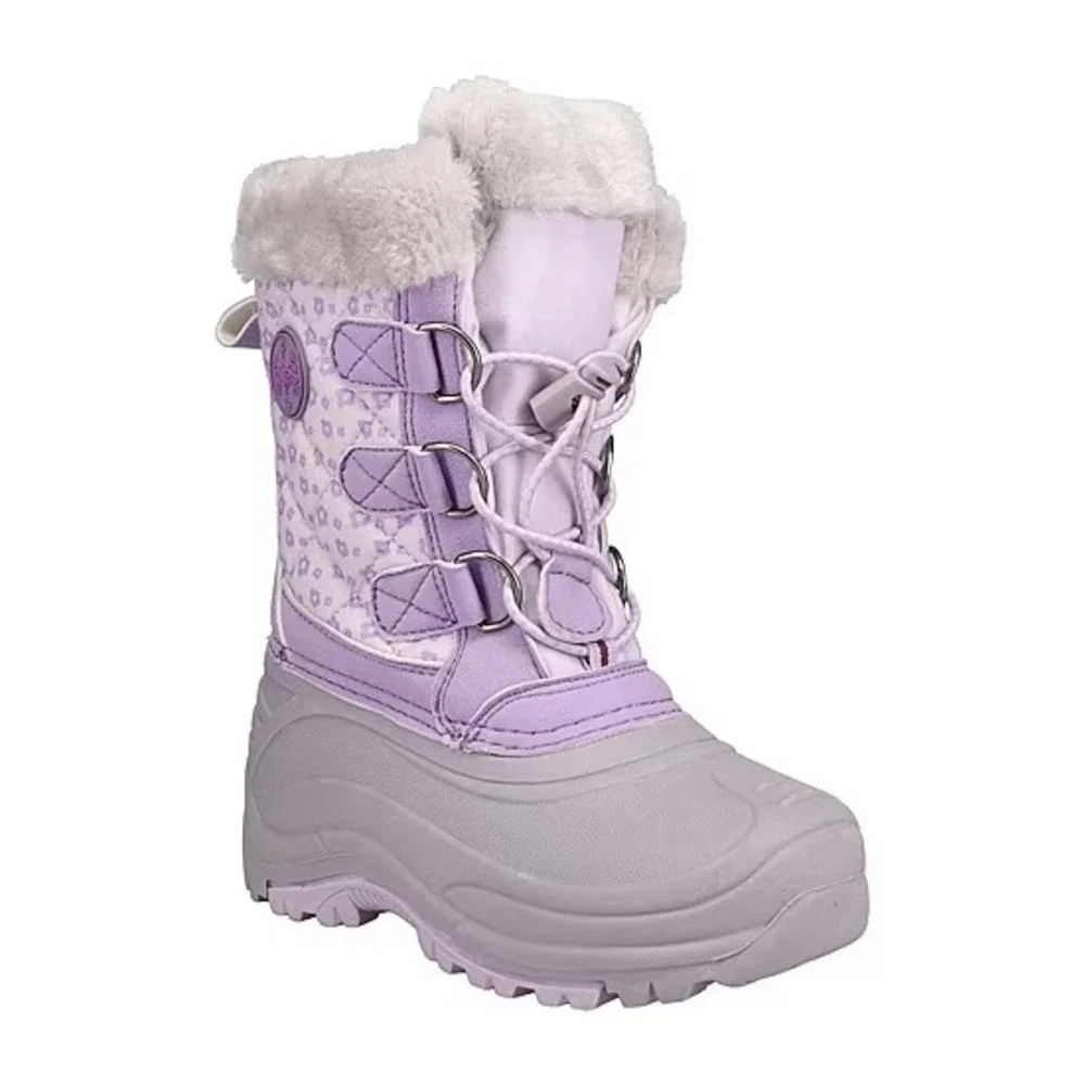 Totes Jenna Girls Big Kid Purple Waterproof Insulated Faux Fur Winter Boots 13
